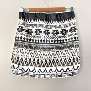 Izacu Flocc Beaded Sequin White Gray Gold Stretch Mini Skirt Small